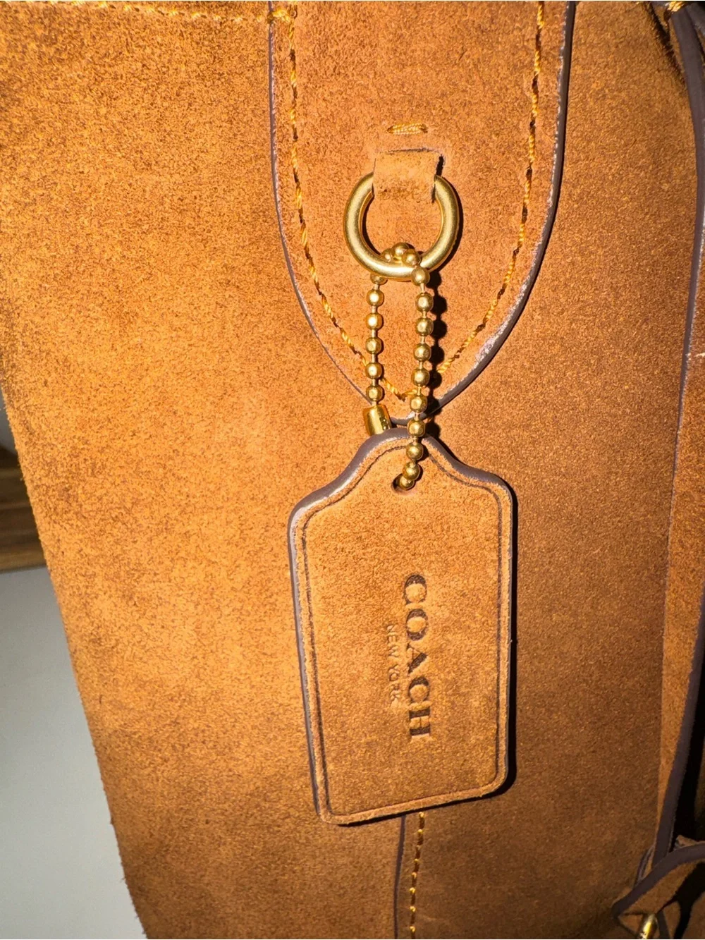 Coach Bleeker Bucket in Watm Brown Suede